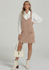 Toasted Almond Women's Fashion Adjustable Straps Corduroy Overalls Pinafore Short Dresses