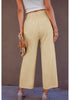 Khaki Women's High Waisted Wide Leg Capri Pants Linen Flowy Pleated Casual Cropped Trousers