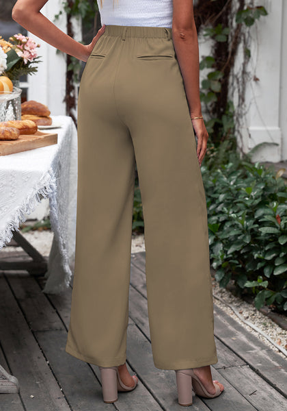 Khaki Women's High Waisted Wide Leg Business Work Pants