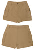 Khaki Women's High Waist Cargo Pocket Skirt Y2K Short