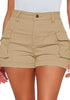 Pale Khaki Women's High Waisted Cargo Shorts With Pockets Casual Summer Shorts Stretchy Short Pants