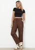Brown Women's Relaxed Fit Drawstring Regular Full Length Hiking Casual Baggy Pant
