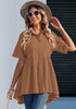 Friar Brown 2023 Button Down Shirts for Women Oversized Short Sleeve Blouses Babydoll Flowy High Low Tunic Tops Summer