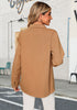 Brown Women's Brief Oversized Denim Button Down Long Sleeve  Pocket Jacket
