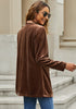 Brown Women's Oversized Velvet Blazers Business Casual Suit Jacket