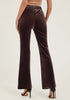 Chocolate Brown Women Elastic Waist High Waisted Flare Seam Slack Pant