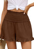 Friar Brown Women's Summer Lightweight Elastic High Waisted Beach Wear Wide Leg Shorts