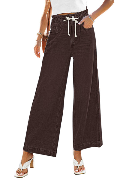 Pecan Brown Women's High Waisted Straight Leg Wide Leg Y2K Jeans Pants