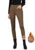 Cocoa Brown Women's High Waisted Fleece Lined Thermal Skinny Denim Pants