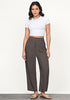 Coffee Brown Women's Casual High Waisted Lightweight Lounge Barrel Cropped Pants Soft Smocked Comfort Wear