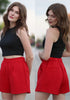 True Red Women's High Waisted Pleated Dress Shorts for Business and Casual Outfits