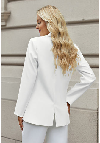 Brilliant White Women's Office Casual Long Sleeve Pocket Blazer Jacket