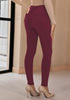 Wine Red Women's Classic Skinny High Waist Stretch Pants Trouser