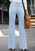 Ice Blue Mid-Waist Stretchable Straight Leg Denim Jeans