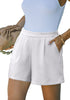Brilliant White Women's High Waisted Pleated Dress Shorts for Business and Casual Outfits