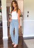 Ice Blue Mid-Waist Stretchable Straight Leg Denim Jeans