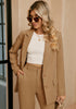 Camel Women's Business Casual 2 Piece Blazer Jacket Straight Leg High Waisted Pants Suits