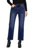 Dark Blue Women's High Waist Jean Regular Fit Slight Stretch Straight Leg Ankle Length Pants