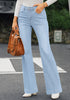 Ice Blue Mid-Waist Stretchable Straight Leg Denim Jeans