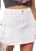 Brilliant White Women's High Waist Cargo Pocket Skirt Y2K Short