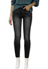Faded Black Women's Denim High Waisted Skinny Stretch Fleece-Lined Thermal Leggings