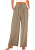 Light Taupe Relaxed Fit High Waisted Elastic Waist Wide Leg Drawstring Pocket Pant