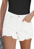 Off White Women's High Waisted Denim Distressed Jeans Shorts Frayed Raw Hem Ripped Shorts