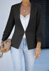 Black Women's Brief 3/4 Sleeve Suit Blazer Open Front Cardigan Casual Jackets