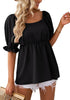 Blouses for Women Business Causal Peplum Dressy Tops Ruffle Puff Sleeve Elegant Work Tunic