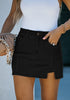 Soft Black Women's Brief Denim High Waisted Skirt Split Hem Stretch