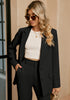 Black Women's Business Casual 2 Piece Blazer Jacket Straight Leg High Waisted Pants Suits