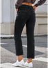 Vintage Black Cargo High Waisted Straight Leg Stretchy Distressed Denim Pants for Women