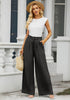 Soft Black High waisted Lightweight Y2K Wide Leg Pants Summer Beach Flowy Trousers