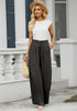 Soft Black High waisted Lightweight Y2K Wide Leg Pants Summer Beach Flowy Trousers