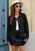 Graphite Black - Acid Wash Women's Denim Frayed Hem Button Up Distressed Jackets