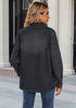 Washed Black Women's Brief Oversized Denim Button Down Long Sleeve  Pocket Jacket