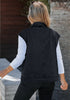 Washed Black Women's Casual Oversized Button Down Sleeveless Jean Jacket with Pockets