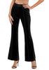 Black Women Elastic Waist High Waisted Flare Seam Slack Pant