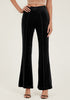 Black Women Elastic Waist High Waisted Flare Seam Slack Pant