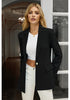 True Black Women's Office Casual Long Sleeve Pocket Blazer Jacket