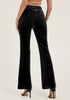 Black Women Elastic Waist High Waisted Flare Seam Slack Pant