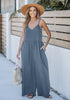 Gray Women's Wide Leg Sleeveless Jumpsuits Loose Fit Spaghetti Strap Jumpsuit with Pockets