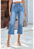 Medium Blue Women's Classic High Waist Denim Jeans with Button Fly