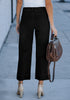 True Black 2024 Women's High Waisted Long Denim Wide Leg Pockets Cropped Pants Jeans Trouser