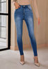 Dark Blue Women's Classic Stretch Pants Trouser Skinny High Waist Denim Jean