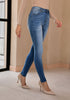 Dark Blue Women's Classic Stretch Pants Trouser Skinny High Waist Denim Jean