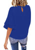 Lapis Blue Women's Summer Blouse Casual Ruffle 3/4 Sleeve Tops Loose Shirts
