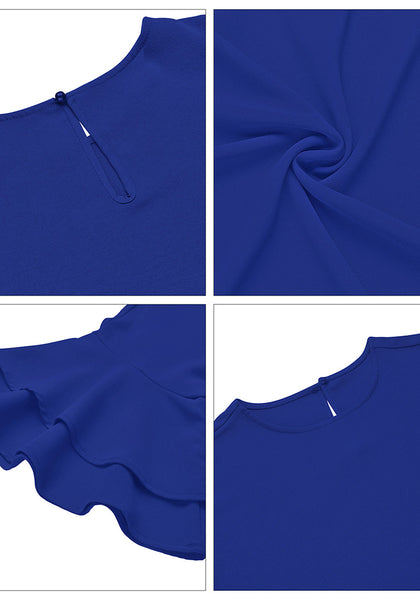 Lapis Blue Women's Summer Blouse Casual Ruffle 3/4 Sleeve Tops Loose Shirts