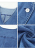 Classic Blue Women's Cropped Jeans Vest Denim Top Button Down Casual Sleeveless Jacket