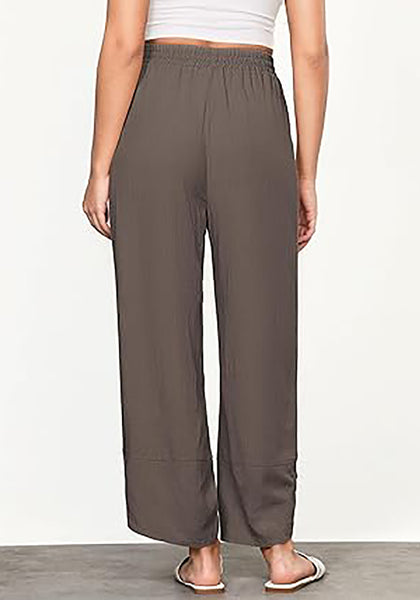 Brown Women's Wide Leg Drawstring Harem Loose Permeable Palazzo Pant